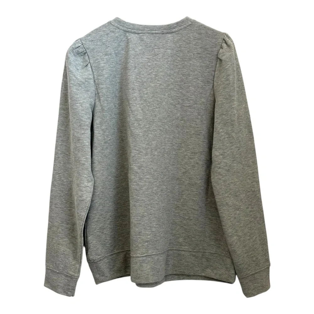 Crown & ivy Women’s Gray Cotton Crewneck Long Sleeve Sweater Size L - Picture 2 of 10